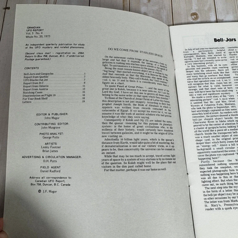 Canadian UFO Report Vol 3 No 4 1975 John Magor UFOlogy Periodical Magazine